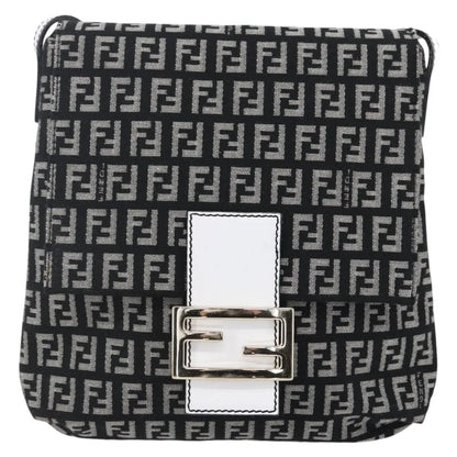 Fendi Vintage Flap Zucchino Canvas, Black, Canvas, Shoulder Bag