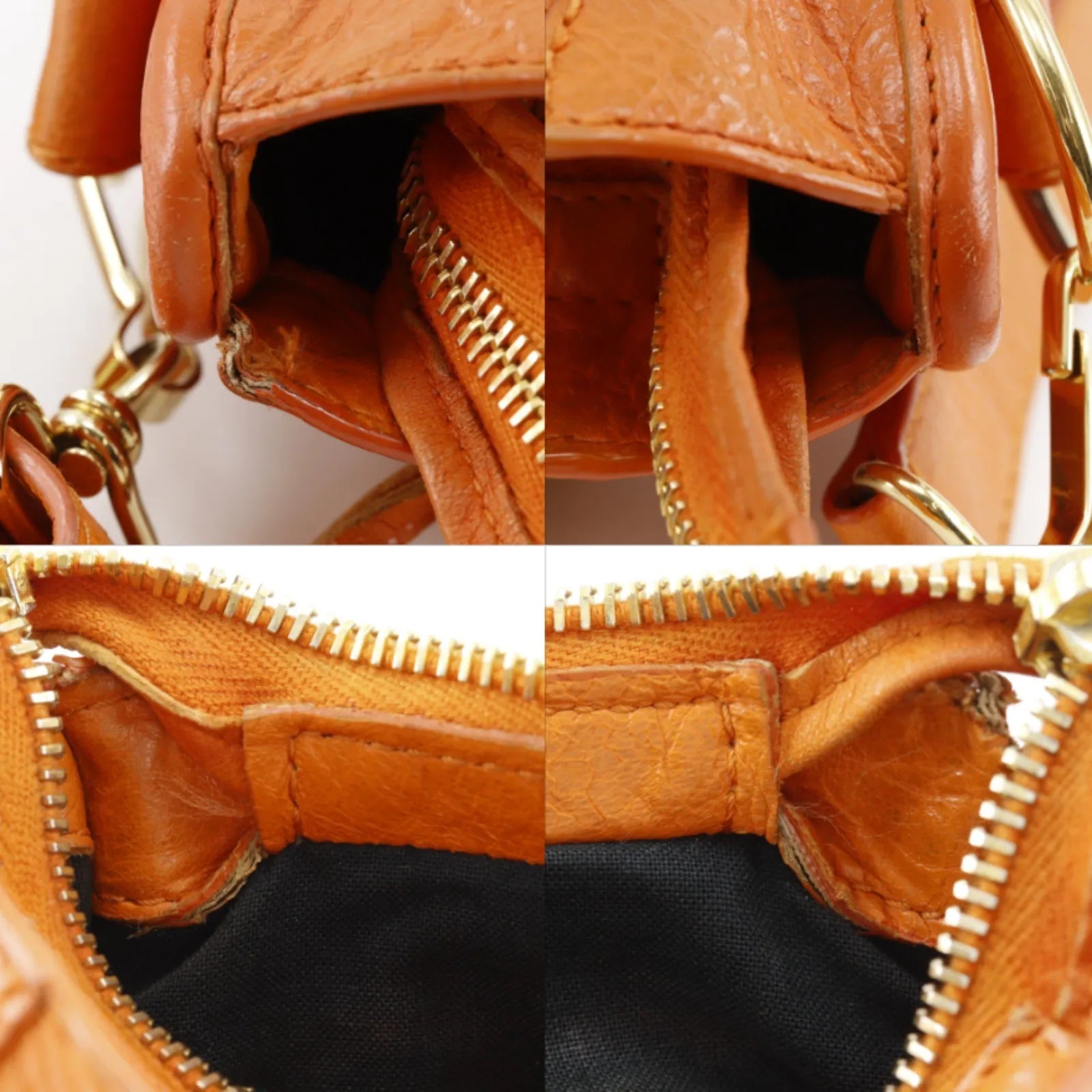 Balenciaga City Classic Studs Leather, Orange, Calfskin, Handbag