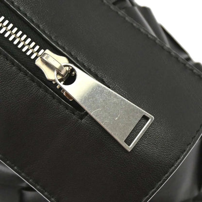 Bottega Veneta Zip Clutch Leather with Intrecciato Snakeskin Detail, Black, Leather, Clutch