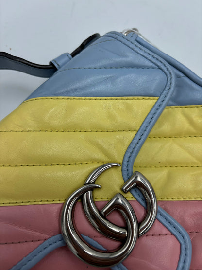 Gucci GG Marmont Top Handle Flap Diagonal Quilted Leather, Multicolour, Leather, Handbag