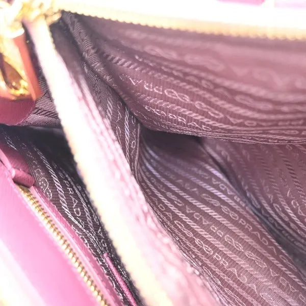 Prada Double Zip Lux Tote Saffiano Leather, Pink, Leather, Handbag