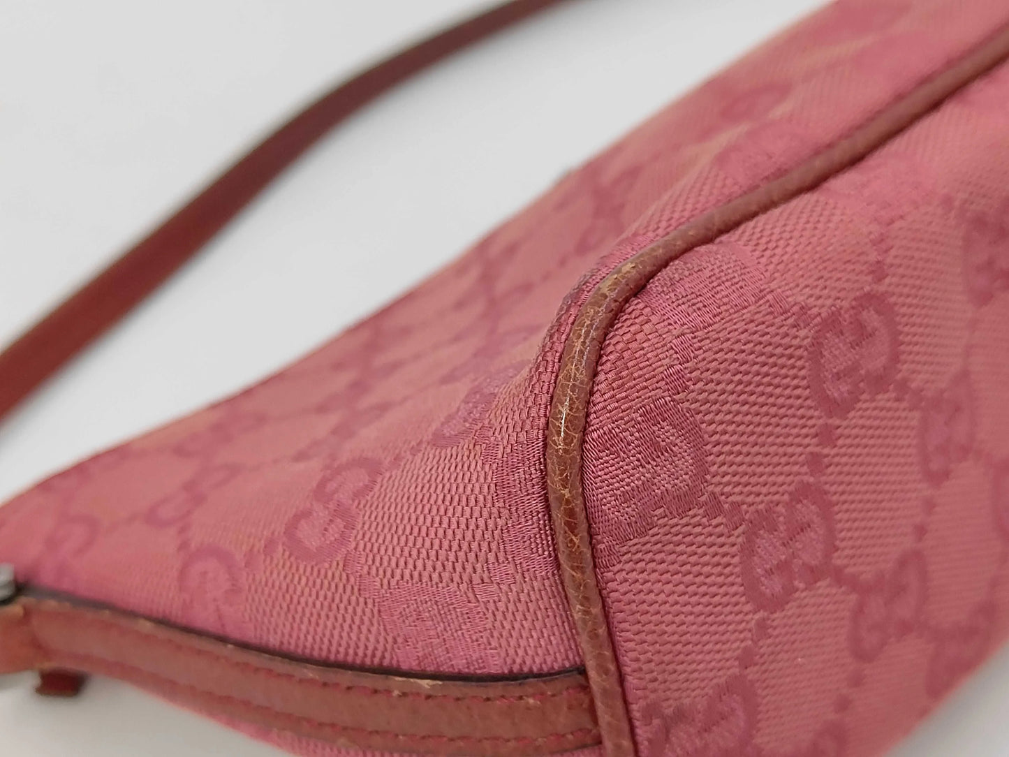 Gucci D-Ring Shoulder Bag (Outlet) GG Canvas, Pink, Canvas, Shoulder Bag