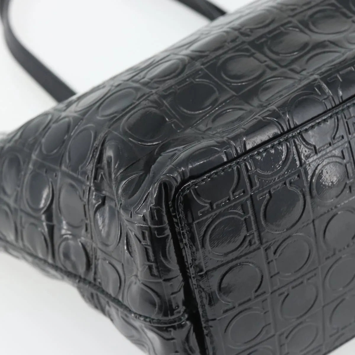 Salvatore Ferragamo Gancini Tote Patent leather, Black, Patent Leather, Tote Bag
