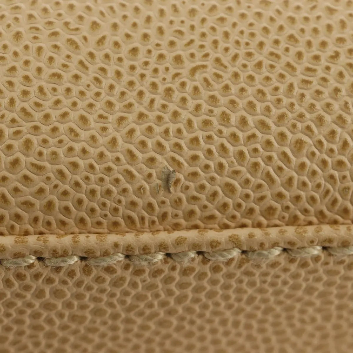 Chanel Vintage CC Resin Chain Caviar, Beige, Leather, Shoulder Bag