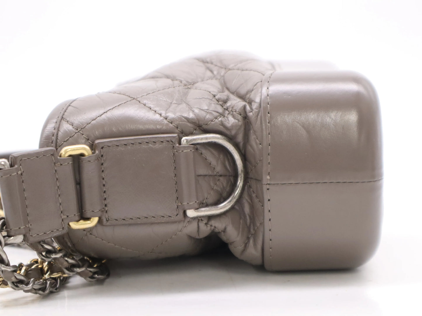 Chanel Gabrielle Hobo Quilted Aged Calfskin, Brown, Calfskin, Shoulder Bag
