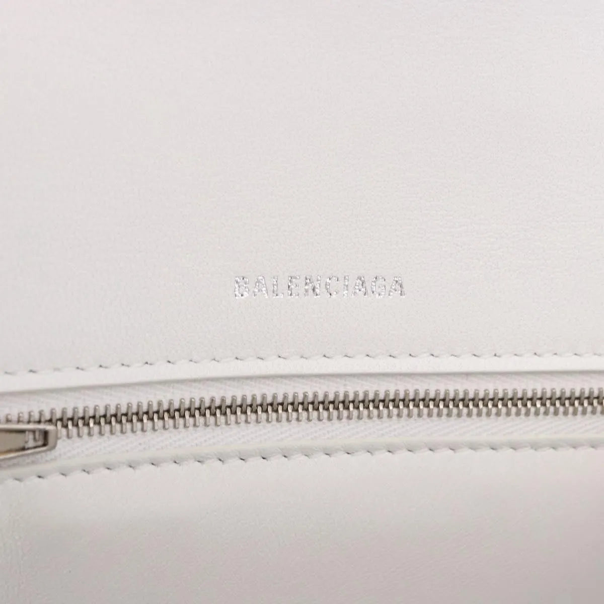 Balenciaga Hourglass Top Handle Leather, White, Leather, Handbag