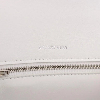 Balenciaga Hourglass Top Handle Leather, White, Leather, Handbag