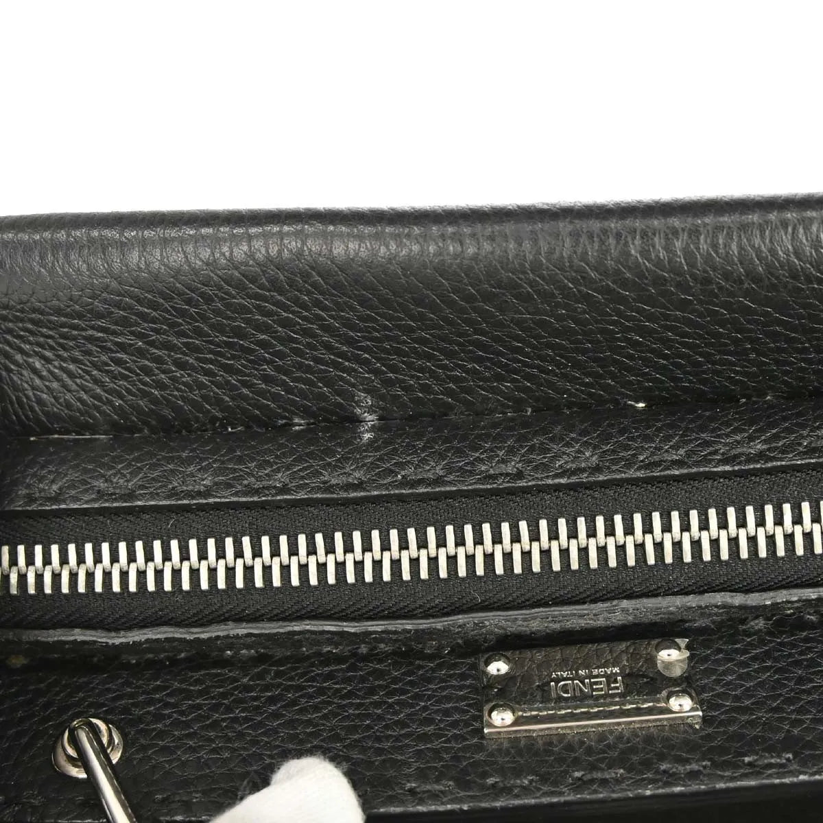Fendi Selleria Peekaboo Fit Leather, Black, Leather, Handbag