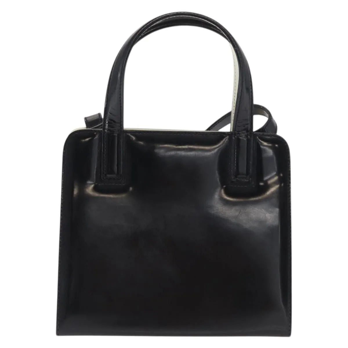 Salvatore Ferragamo Gancini Patent Leather, Black, Patent Leather, Handbag