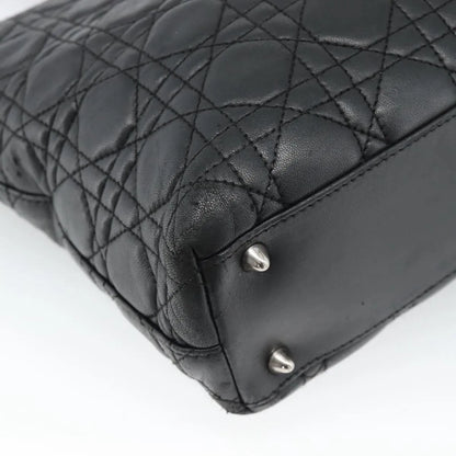 Christian Dior Vintage Lady Dior Tote Cannage Quilt Lambskin, Black, Leather, Tote Bag