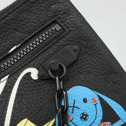 Louis Vuitton LV Friends A4 Printed Monogram Taurillon Leather, Black, Canvas, Clutch