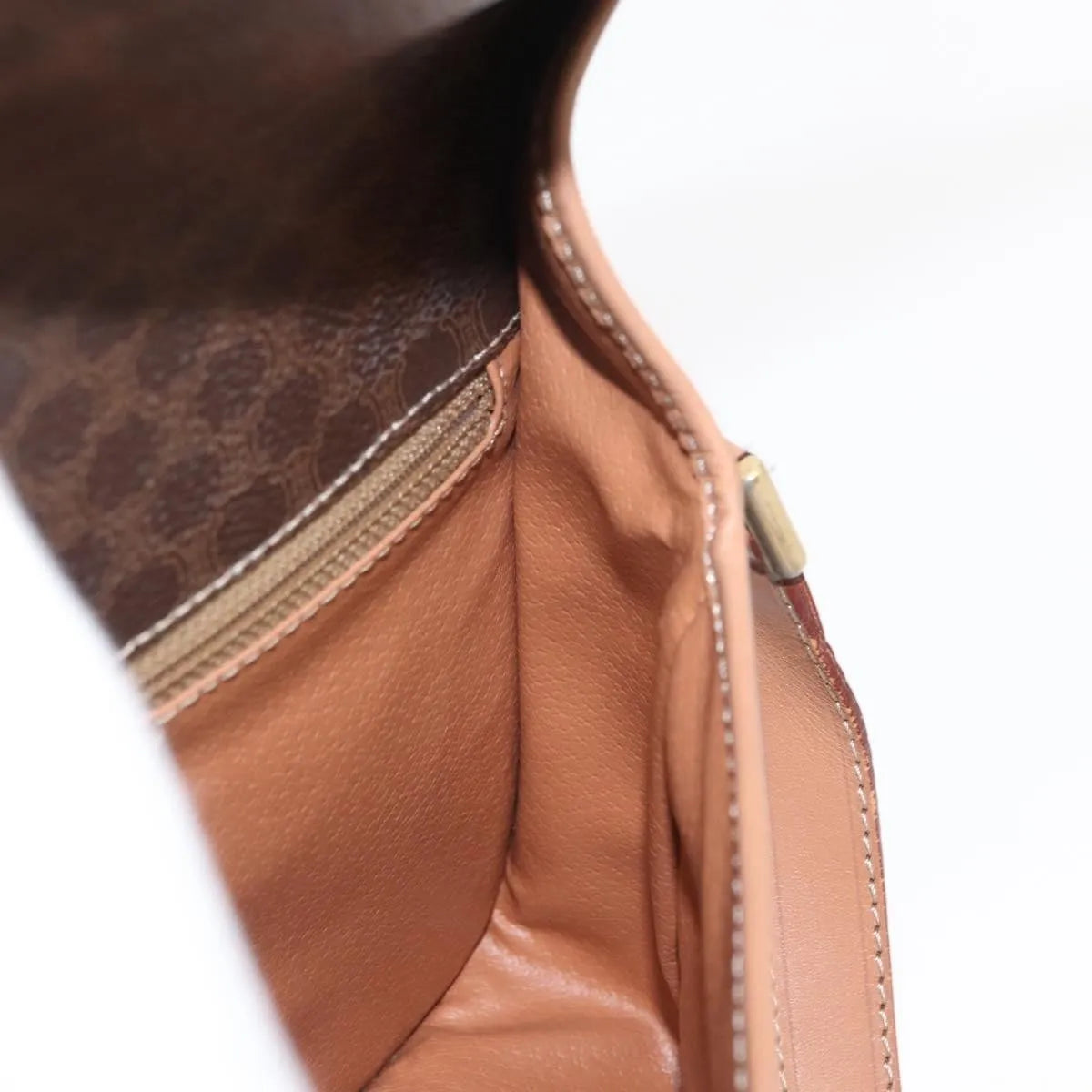 Celine Vintage Macadam Circle Logo Canvas and Leather, Brown, Canvas, Shoulder Bag