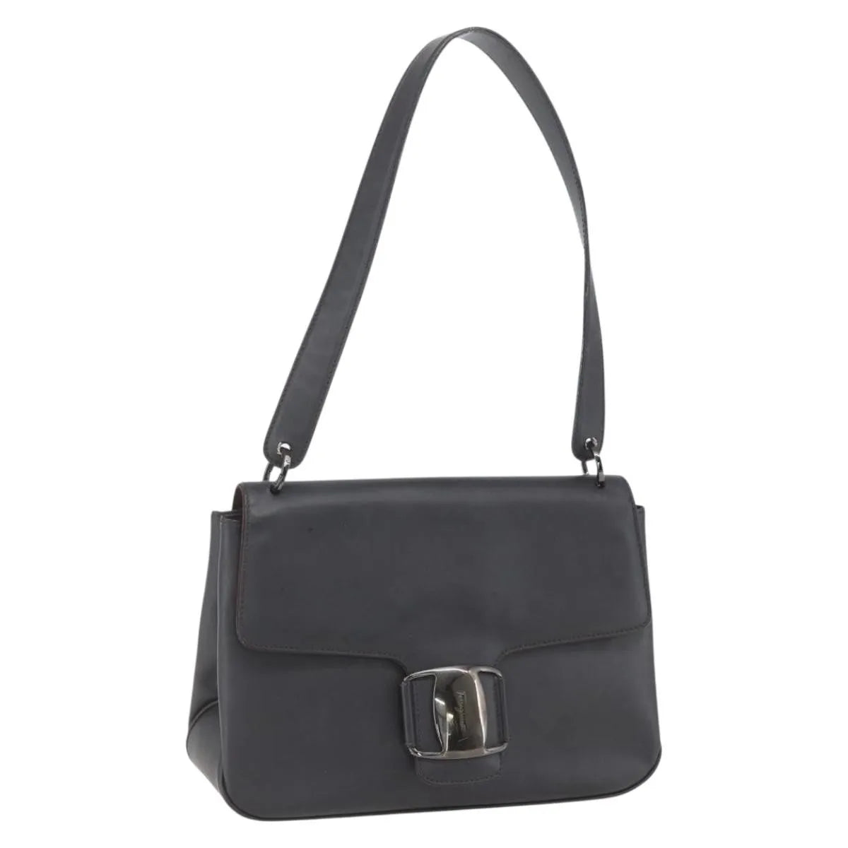 Salvatore Ferragamo Vala Leather, Black, Leather, Shoulder Bag