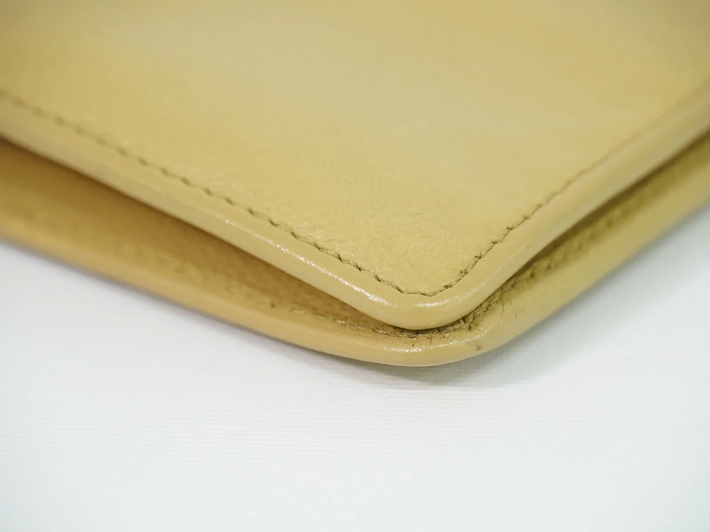 Chanel CC Button Bi-Fold Leather, Beige, Leather, Wallet