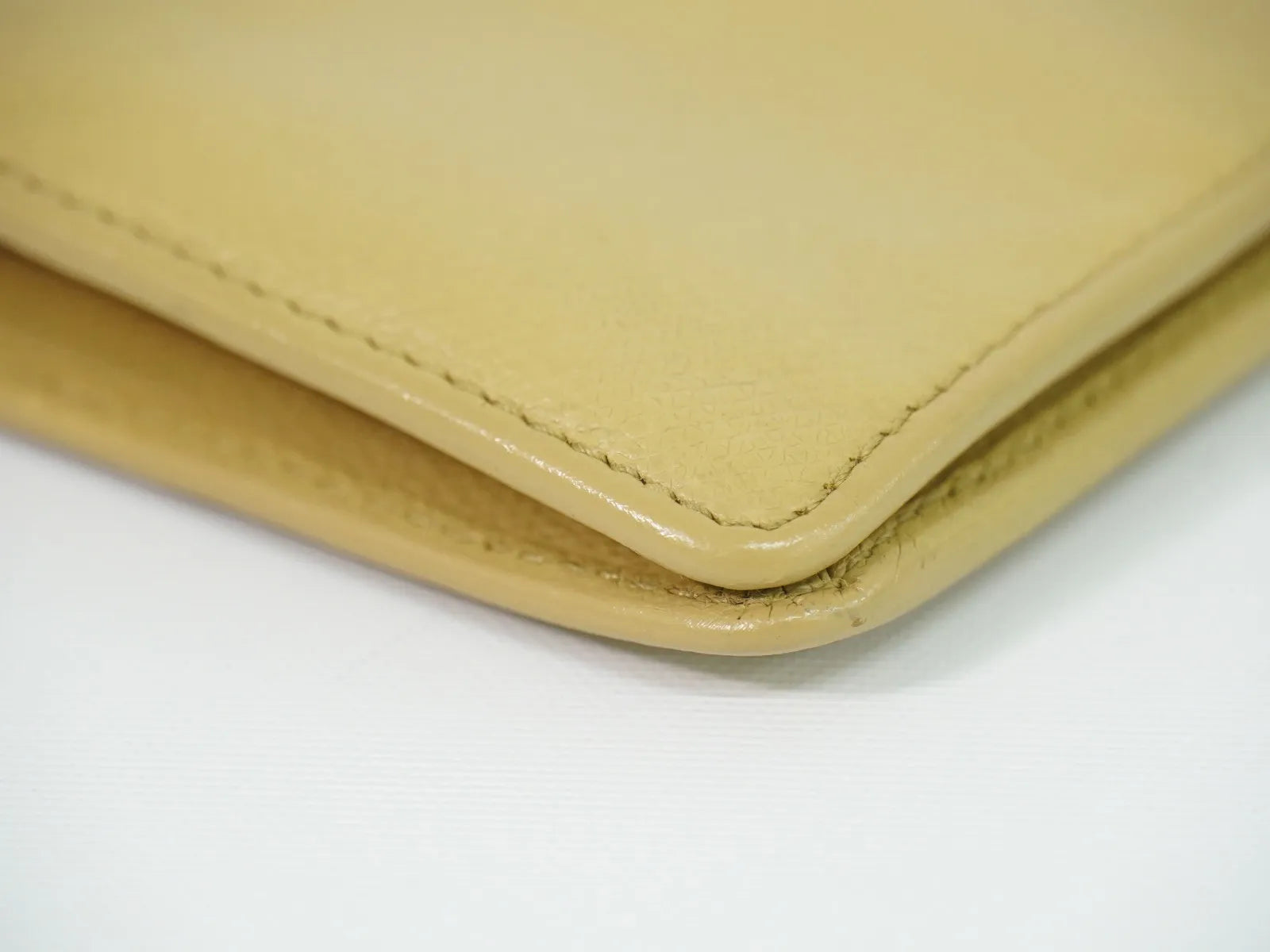 Chanel CC Button Bi-Fold Leather, Beige, Leather, Wallet