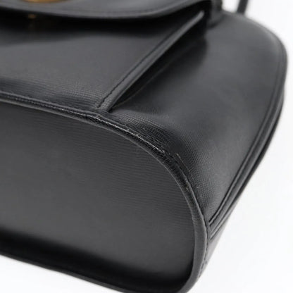 Celine Circle Logo Leather, Black, Leather, Handbag
