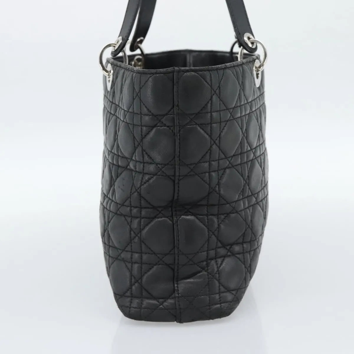 Christian Dior Vintage Lady Dior Tote Cannage Quilt Lambskin, Black, Leather, Tote Bag