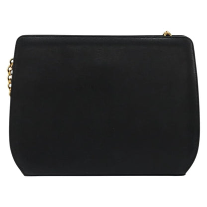 Salvatore Ferragamo Vintage Chain Leather, Black, Leather, Shoulder Bag