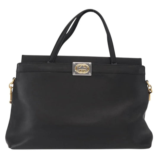 Gucci Linea Matisse Interlocking G Top Handle Tote Leather, Black, Leather, Shoulder Bag
