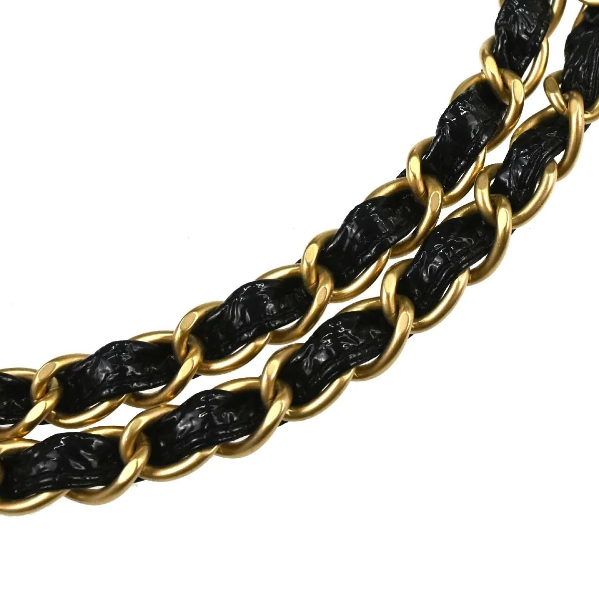 Chanel Rock and Chain Flap Patent Vinyl, Black, Patent Leather, Shoulder Bag