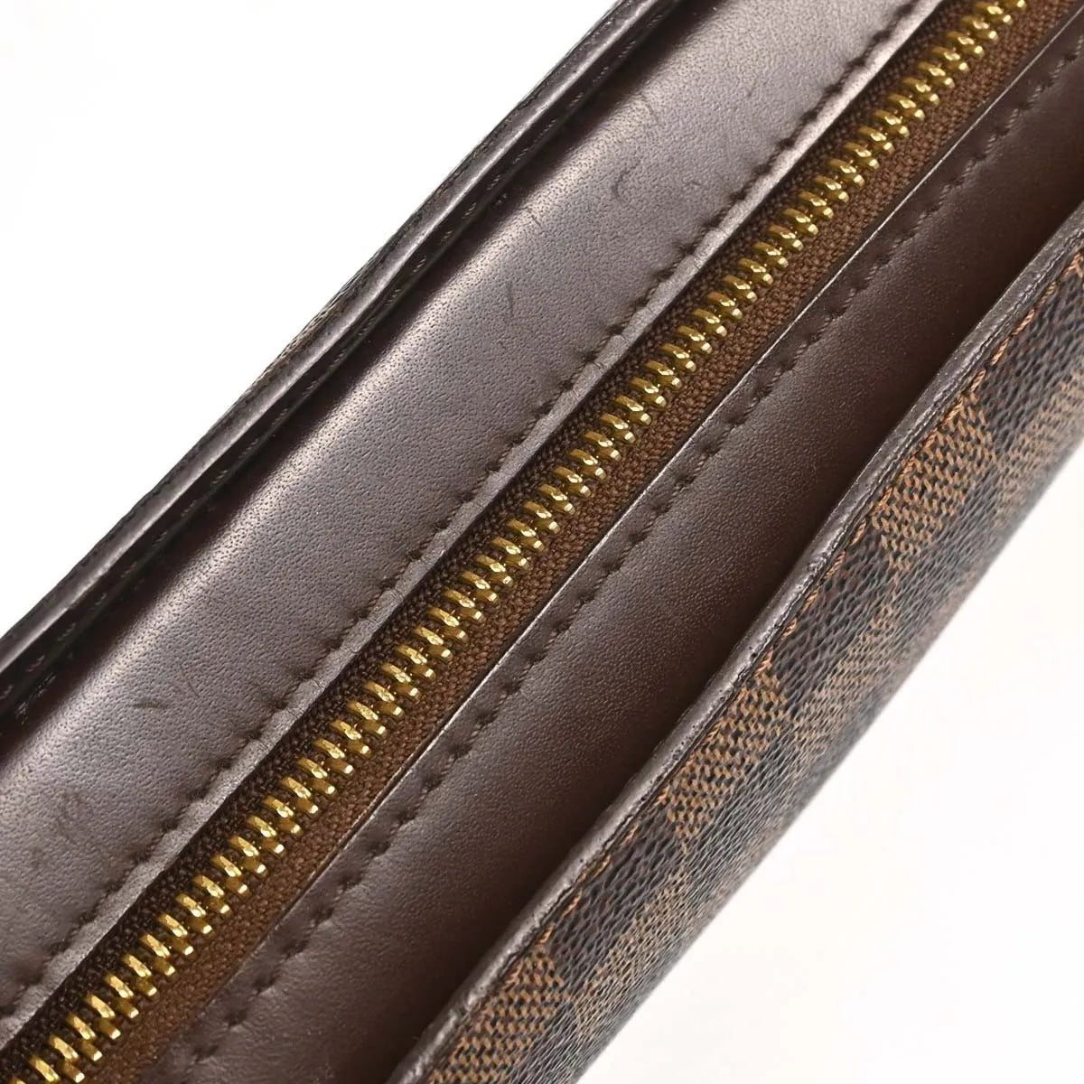 Louis Vuitton Pochette Saint Louis Damier, Brown, Canvas, Clutch