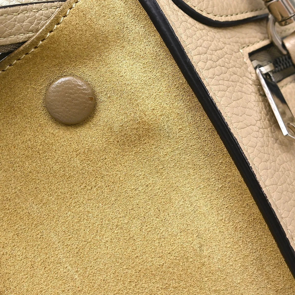 Celine Trapeze Leather with Suede, Beige, Leather, Handbag