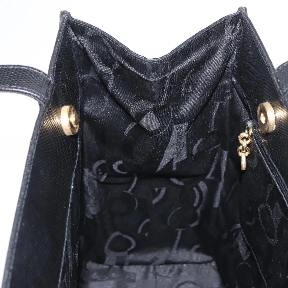 Salvatore Ferragamo Vintage Vara Bow Tote Lizard Embossed Leather, Black, Leather, Tote Bag