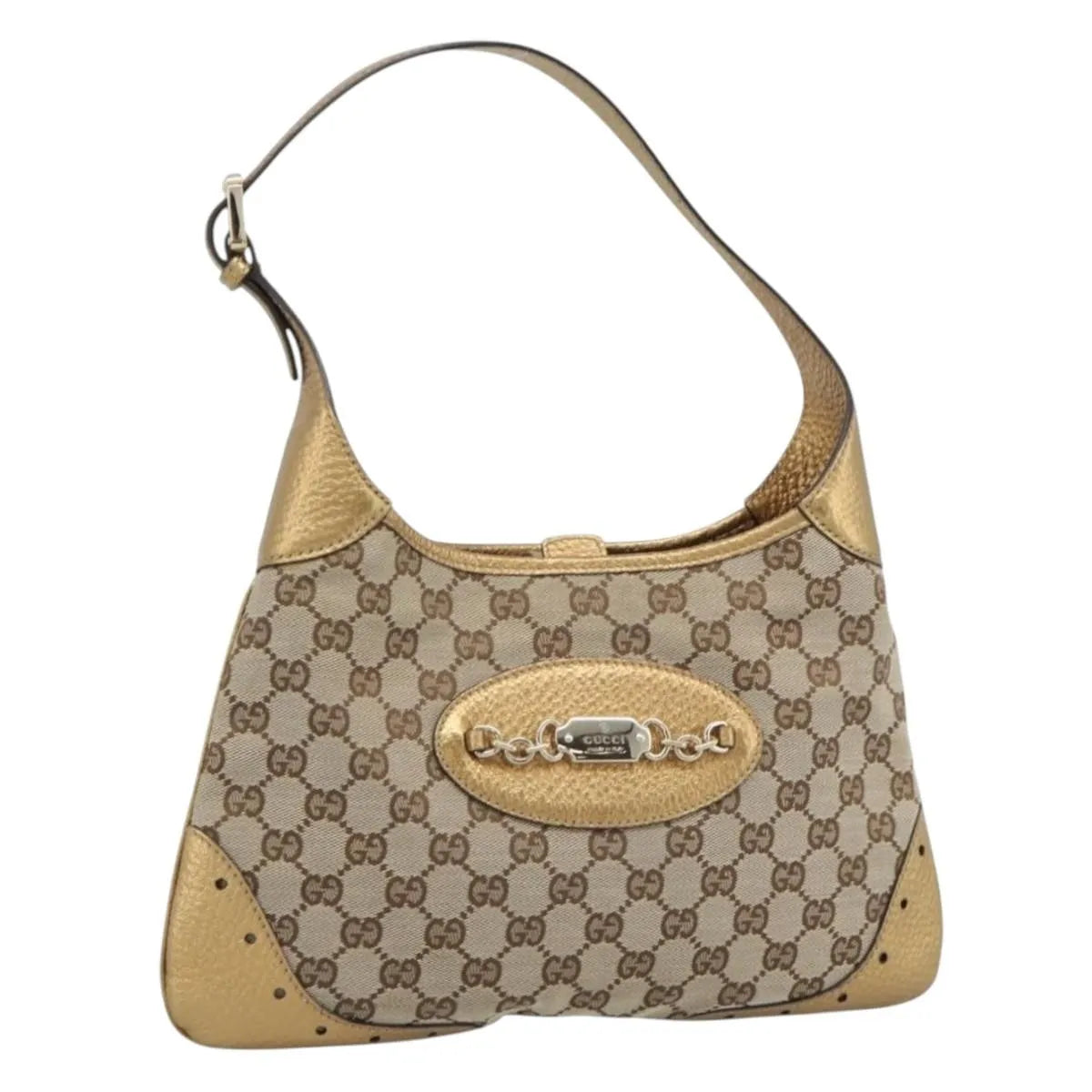 Gucci Vintage Jackie O Chain Hobo GG Canvas, Beige, Canvas, Handbag