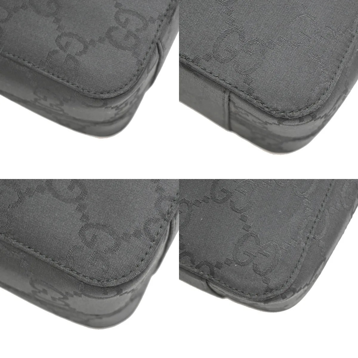 Gucci Zip Around Bowling GG Canvas and white leather, Black, Canvas, Handbag