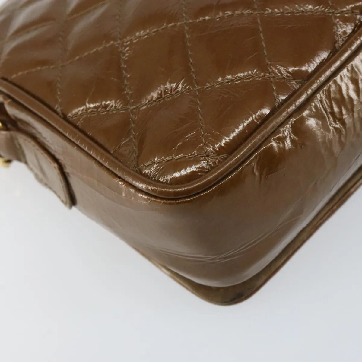 Bally Vintage Chain Quilted Patent leather, Brown, Patent Leather, Shoulder Bag