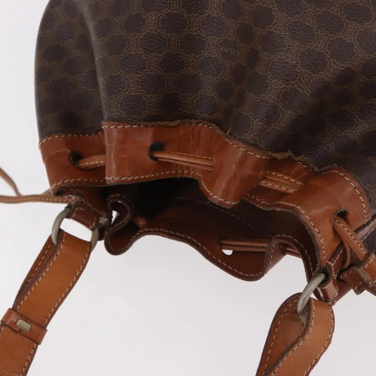 Celine Macadam Bucket Bag Canvas and Leather, Brown, PVC, Crossbody Bag