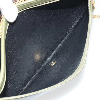 Christian Dior Vintage Chain Flap Leather, Green, Leather, Shoulder Bag