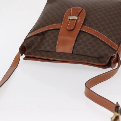 Celine Vintage Macadam Canvas and Leather, Brown, Canvas, Shoulder Bag