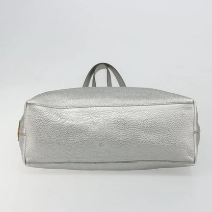 Prada Vintage Tote Leather, Silver, Leather, Tote Bag