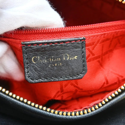 Christian Dior Lady Dior Cannage Quilt Lambskin, Black, Leather, Handbag