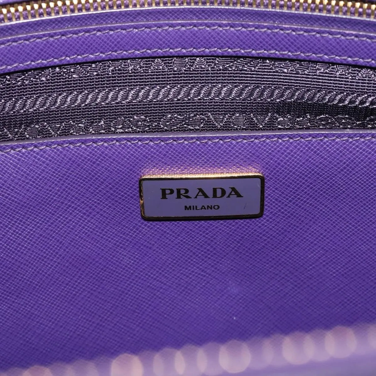 Prada Galleria Double Zip Tote Saffiano Leather, Purple, Leather, Handbag