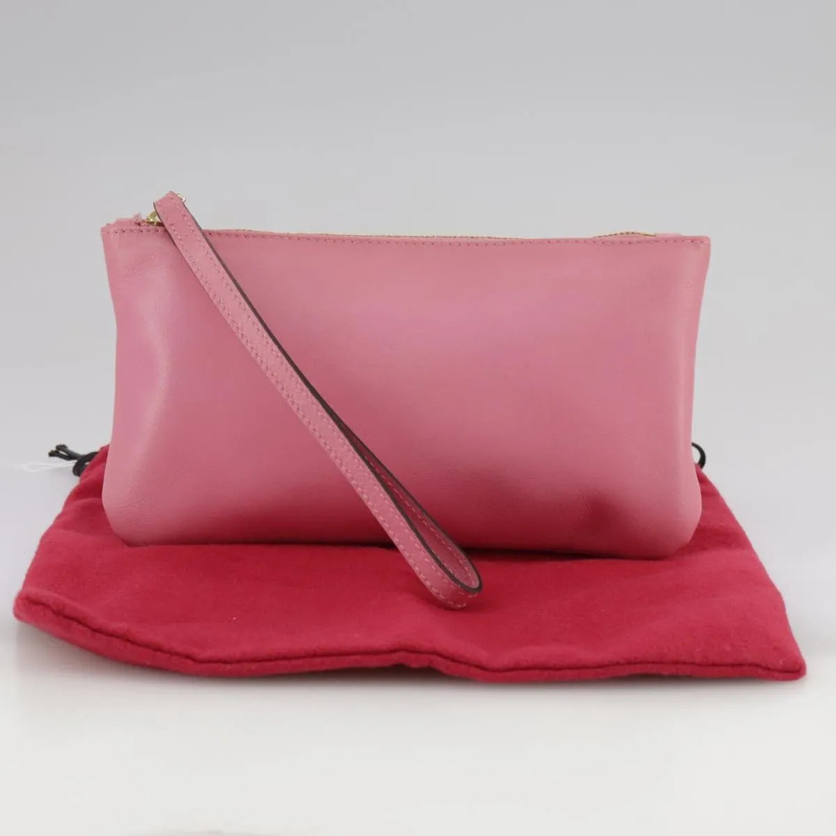 Valentino Garavani Pochette Leather, Pink, Leather, Clutch