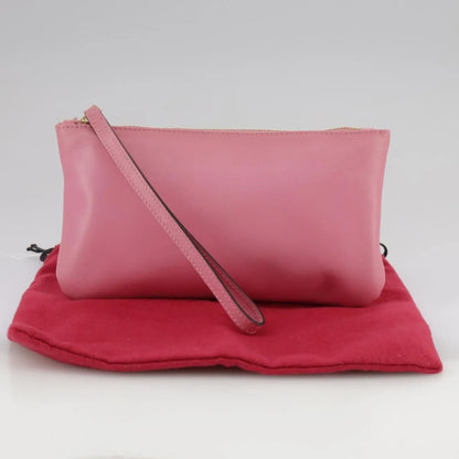Valentino Garavani Pochette Leather, Pink, Leather, Clutch