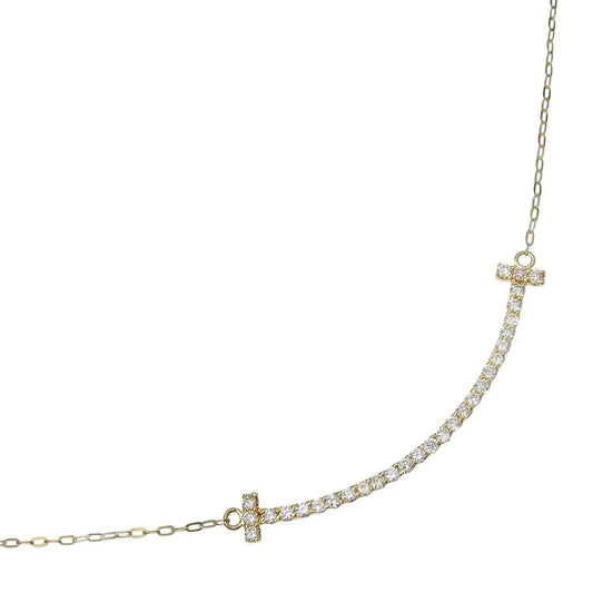 Tiffany & Co. T Smile Pendant 18K Yellow Gold with Diamonds, Gold, Yellow Gold, Necklace