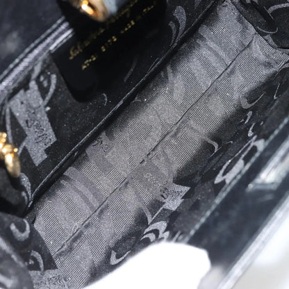 Salvatore Ferragamo Vintage Chain Leather, Black, Leather, Shoulder Bag