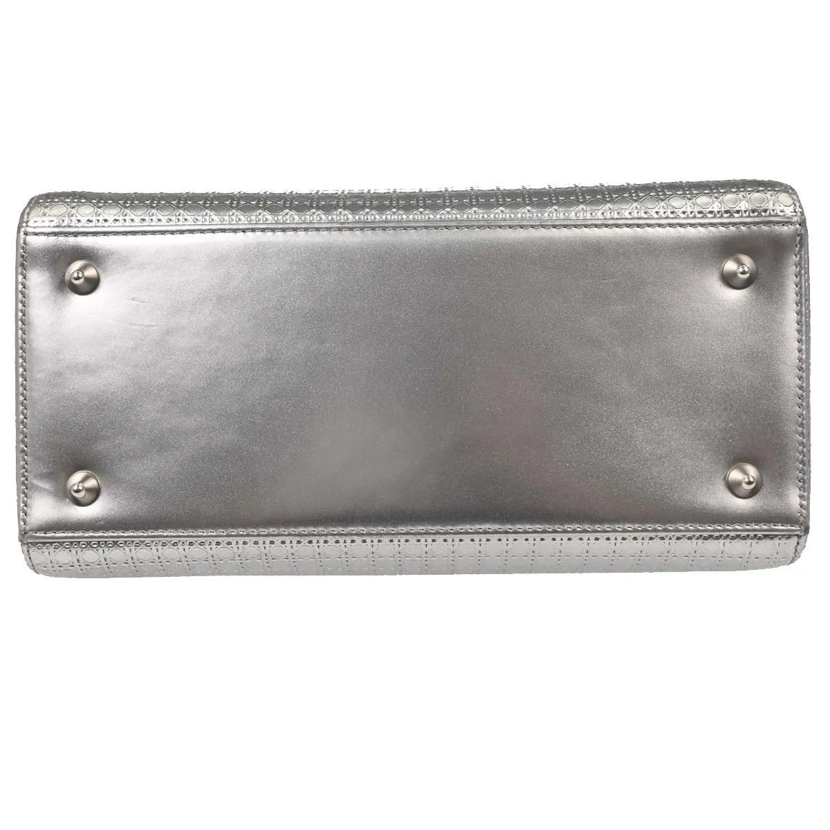 Christian Dior Lady Dior Micro Cannage Metallic Calfskin, Silver, Calfskin, Handbag