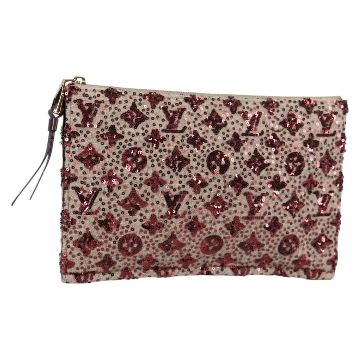 Louis Vuitton Pochette Felt and Sequin, Burgundy, Canvas, Clutch