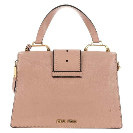 Miu Miu Madras Crystal Buckle Leather, Pink, Leather, Shoulder Bag