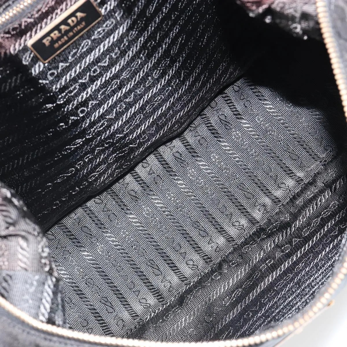 Prada Shoulder Python, Black, Nylon, Shoulder Bag