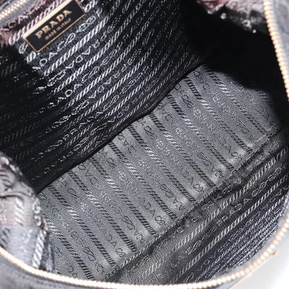 Prada Shoulder Python, Black, Nylon, Shoulder Bag