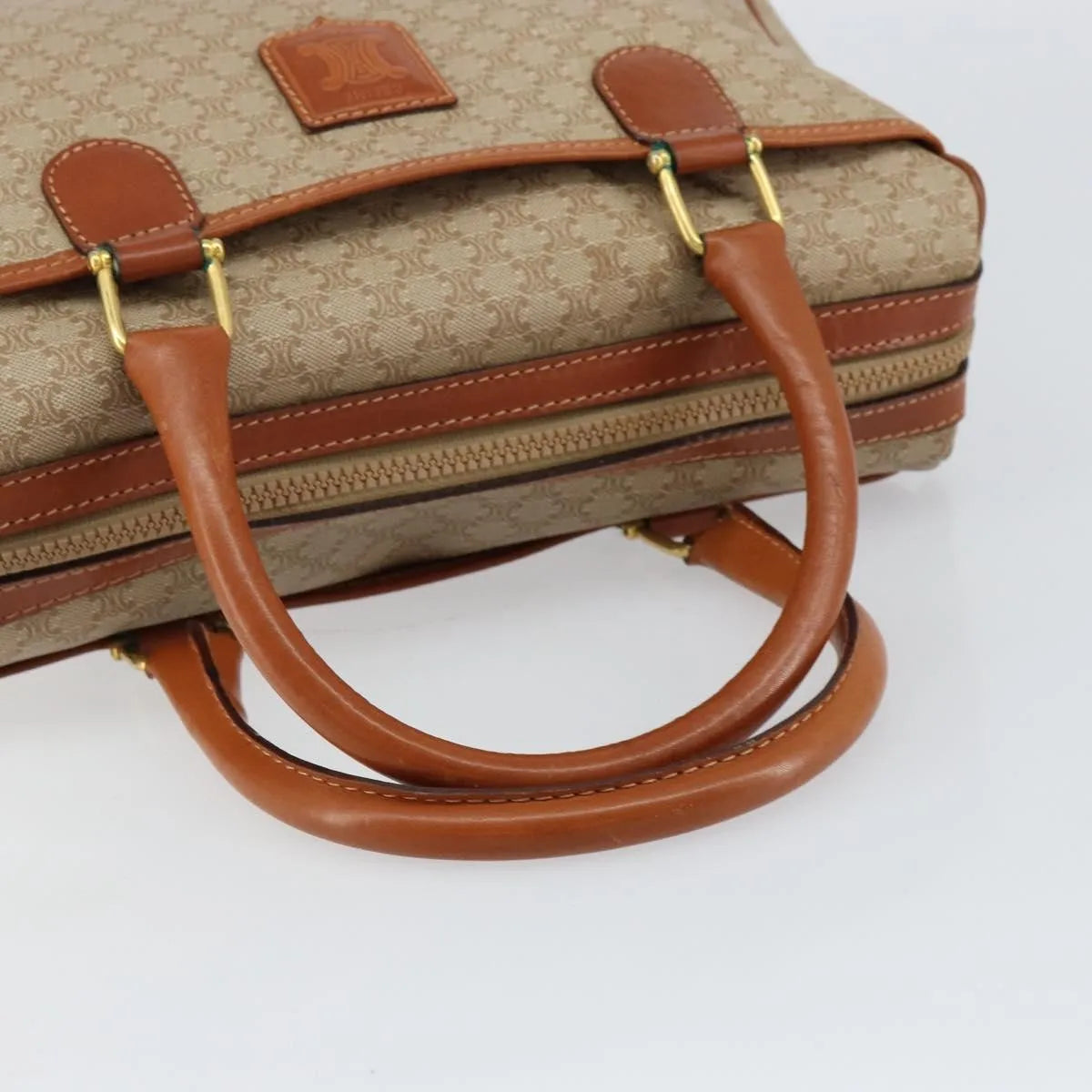 Celine Vintage Macadam Canvas, Beige, Canvas, Handbag