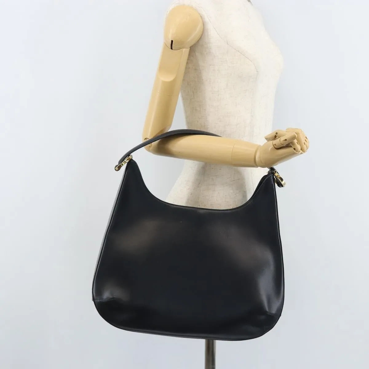 Salvatore Ferragamo Gancini Leather, Navy, Leather, Handbag