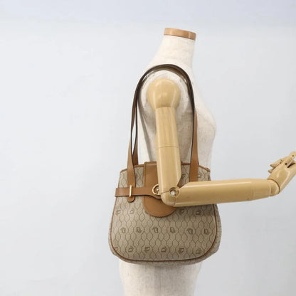 Christian Dior Vintage Honeycomb Canvas and Leather, Beige, Canvas, Shoulder Bag