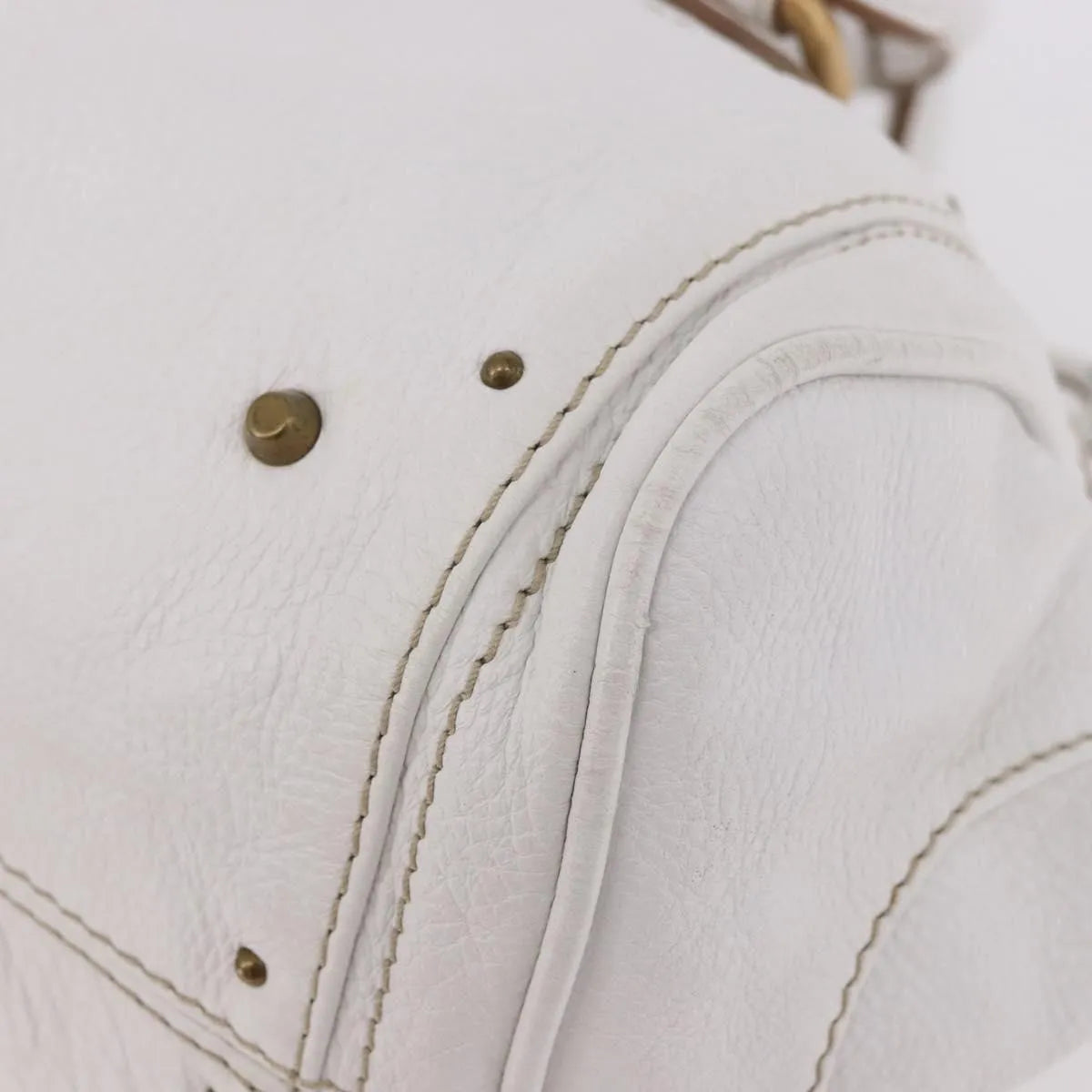 Chloe Paddington Lock Leather, White, Leather, Handbag