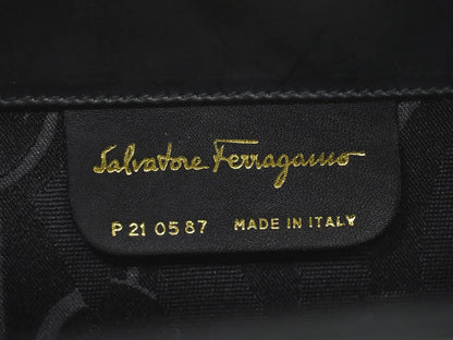 Salvatore Ferragamo Vintage Gancini Chain Leather, Black, Leather, Shoulder Bag